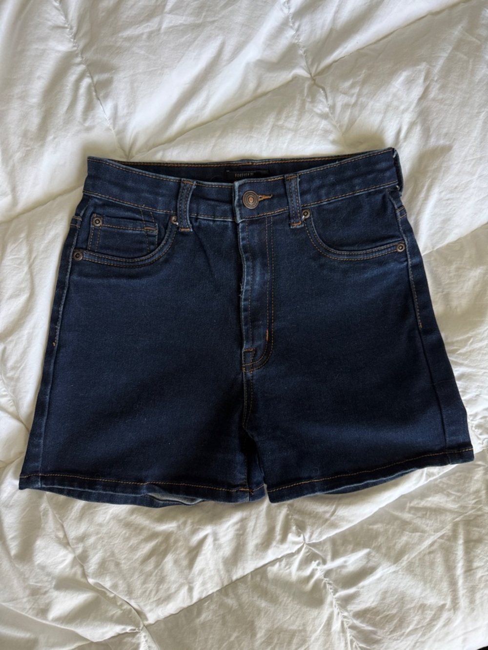 Dark Blue Stretchy Denim Women's Shorts Medium